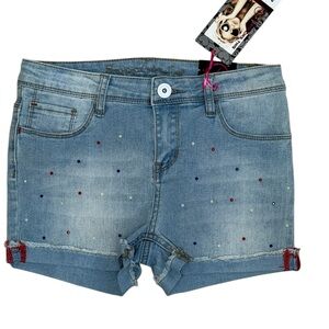 Freestyle Revolution Blue Jean Shorts with Playful Embellishments
